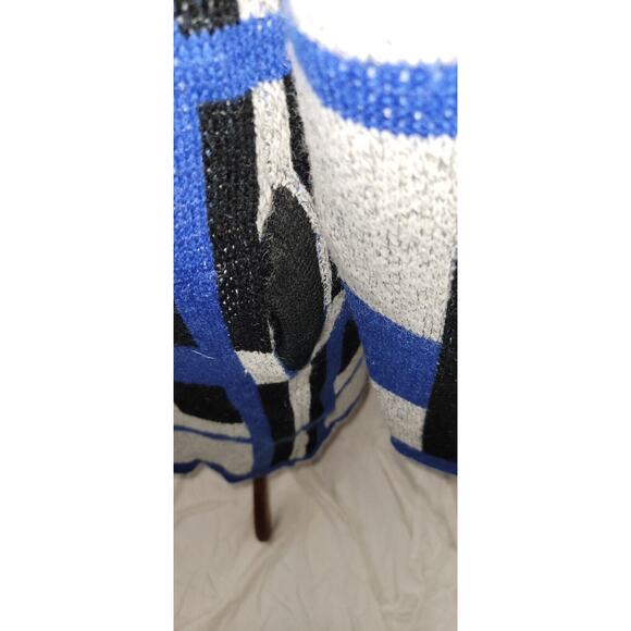 Baciano Womens Medium Gray Blue Black Color Block Maxi Long Sleeve Open Cardigan - Picture 4 of 9